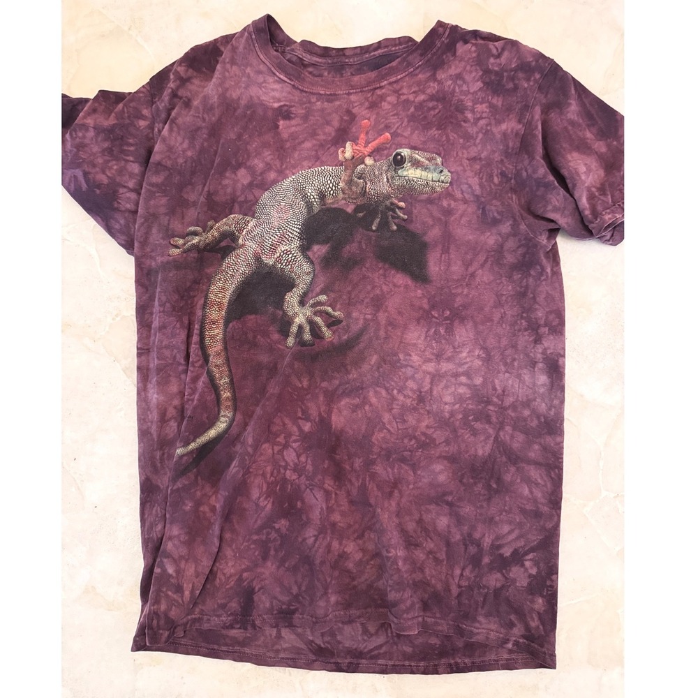 The Mountain Gecko Lizard Tie Dye Graphic T-Shirt Purple Mens Large 2009 T185